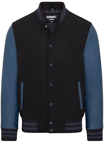 Infinity Leather Letterman Baseball Laine Cuir Varsity Blouson Aviateur