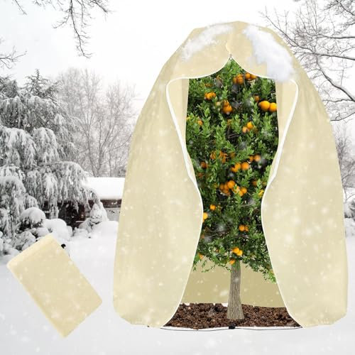 yosiio Copertura Piante Inverno, 200 x 240CM Essuto Non Tessuto per Piante, Cappuccio Protezione Piante con Coulisse e Cerniera, Protezione Antivento Traspirante Protezione Piante dal Freddo