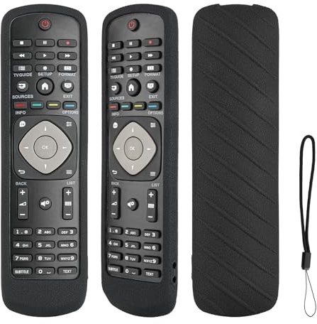 Funda para Mando a Distancia de Silicona Compatible con Philips UHD LED TV RM-L1225 Mando a Distancia Cubierta Protectora antigolpes con Negro y cordón