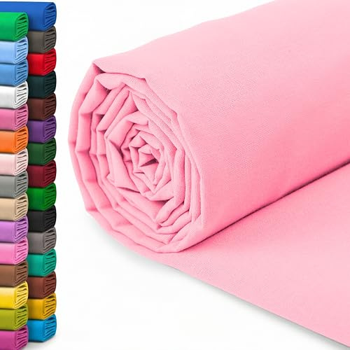 A-Express 100 % bomullstyg - 60 tum 150 cm brett - vanligt bomullstyg per meter - perfekt för quiltning, sömnad, klädtillverkning, gardinfoder, tygkassar, sängkläder, örngott - ljusrosa 5 meter