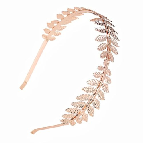 Visxcnu Corona di alloro dorato Gioiello fatto mano per sposa, fascia greca romana acconciatura capelli corona donna accessori diadema retrò per ragazze e donne,nuziale accessori per capelli-Oro rosa