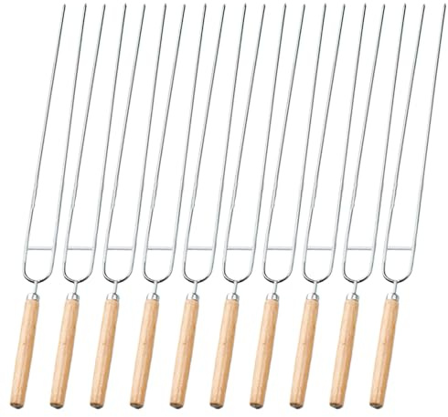 Brochetas De Acero Inoxidable Para Barbacoa,10 Piezas Brochetas Planas De Dos Puntas Para Pollo | Herramienta De Cocina Reutilizable Accesorios Para Pinchos Para Carne Pollo Verduras