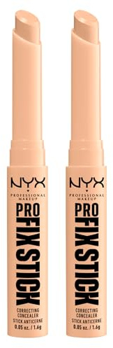 Nyx Professional Makeup Pro Fix Stick Correttore 05 Vanilla Idrata Corregge Illumina con Acido Ialuronico Tenuta 12h per Pelli da Chiare a Medie - 2 Correttori
