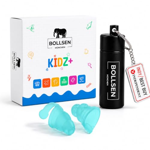 BOLLSEN Kinder Ohrstöpsel – 24 dB SNR Geräuschreduzierung & wasserdicht zum Schwimmen, Schlafen, Reisen & Schule – Weicher, wiederverwendbarer Silikon-Gehörschutz mit bequemem Sitz (1)