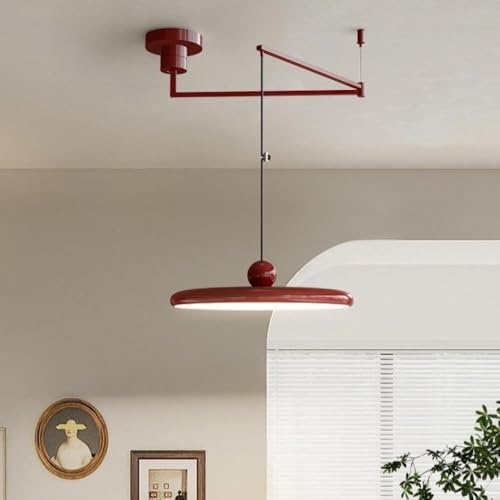 Stora Pendellampor, Modern Justerbar Takhängare i Mackaron Färger, Kreativ Nordisk Design för Köksö, Matsal och Vardagsrum(Red Color)