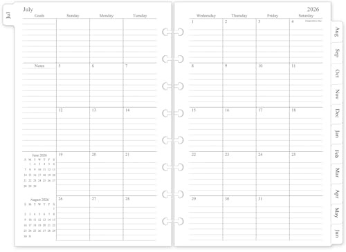 2026-2027 Monthly Planner Refill, 18 Monthly Calendars 8-Disc, 5.5x8.5
