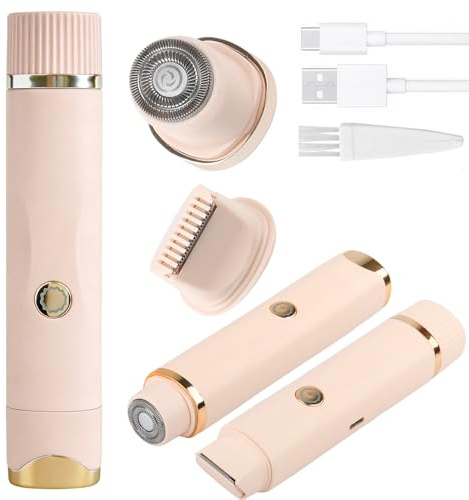Afeitadora Eléctrica Mujer 2 en 1, Recortadora Corporal y Zona Íntima IPX7 Uso Húmedo y Seco Depiladora Intima Mujer, Cuchilla Cerámica Recargable USB, para Bikini/Axilas/Rostro