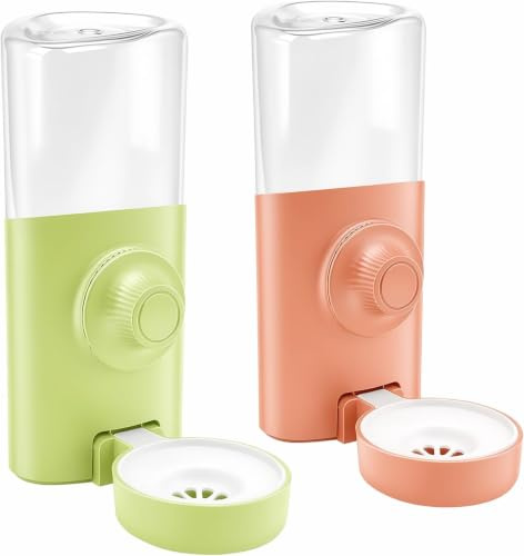 Dexpally 2 Piezas Bebedero Conejo para Jaula, 600ml Botella Agua Conejo, Bebedero Conejos Colgante para Animales Pequeños como Conejos, Hamsters, Cobayas.(Verde y Rosa)