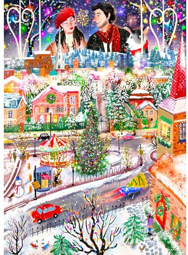 HUADADA Jigsaw Puzzles for Adults 1000-Christmas Town | Gifts for men women,Family Games,Eco matte oil print,eye strain relief,tight puzzle piece fit,vibrant colours