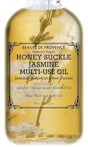 BEAUTE DE PROVENCE Honey Suckle Multi-Use Face, Body & Hair Oil - Hydrates Skin, Restores Shine - With Apricot, Coconut Oil & Vitamin E - 4 Fl Oz
