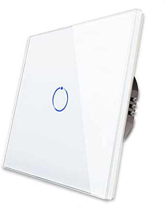 CNBINGO Dimmschalter für LED-Leuchten - Touch Lichtschalter unterputz - Dimmer schalter einfach in Weiß - Wandschalter mit Glas Panel und Status-LED