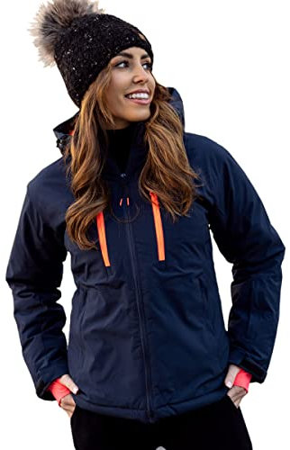 BOLF Damen Winterjacke Skijacke Snowboardjacke Schneejacke mit Kapuze Schneefang Bündchen Winddicht Wasserdicht Atmungsaktiv Outdoor Sport Style HH012 Dunkelblau M [D4D]