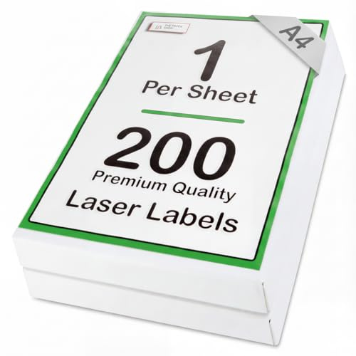 The Paper Shop A4 Labels 1 Per Sheet - Full Sheet Sticker Paper (200 Sheets) | Sticky Labels for Laser & Inkjet | Full Sheet A4 Sticker Paper for Printing Address & Parcels - J8167 Template