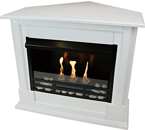 Kaminbau Mierzwa Gelkamin Ethanolkamin Kaminofen Eckkamin Apollo inkl. Zubehör Set + Sicherheitsglas - Weiß