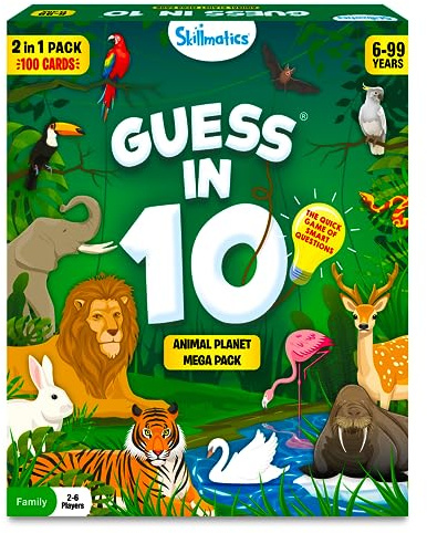 Skillmatics Guess in 10 Animals Megapack – Trivia Board Game, Gift for Kids | Educational Cards, Family Game, Travel Toy & STEM Card Game, Screen-Free Fun, Boys & Girls Ages 6, 7, 8, 9 and Up