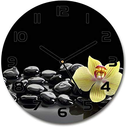 Tulup Väggklocka Glas 60cm Modern Glasklocka Dekoration För Vardagsrummet Kök - Svart - Orkide