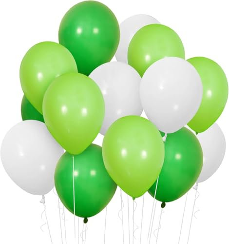 Bealif Green White Balloons 30 Pack, 12 Inch Dark Green Lime Green Party Balloon Wild One Jungle Safari Theme Decorations for Boys Girls Birthday Decorations Baby Shower Photo Shoot