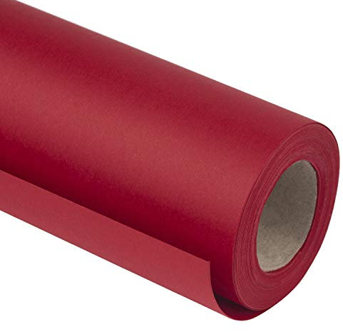 RUSPEPA Kraftpapierrolle – 44,5 cm X 10 m – Recycelbares Papier, Perfekt Zum Einwickeln, Basteln, Verpacken, Bodenbelag, Staumaterial, Paket, Tischläufer, Rot