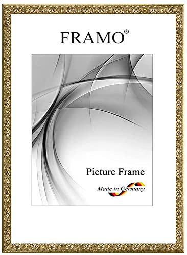 FRAMO Barock Bilderrahmen 50 x 70 cm aus Massivholz | Alt-Gold | Farbe/Größe wählbar | Retro Vintage Antik Rahmen N°109