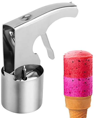 Stainless Steel Ice Cream Scooper with Trigger Release - Big Volume Scoop, Old Fashion Style, Non Stick (Silver)