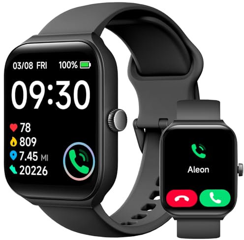 TOOBUR Smart Watch for Men Women Alexa Built-in, 1.95 Fitness Tracker with Answer/Make Calls, IP68 Waterproof/Heart Rate/Sleep Tracker/100 Sports, Fitness Watch Compatible Android iOS