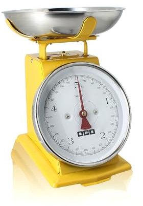 OGO LIVING - Bilancia meccanica in acciaio inossidabile giallo 5 kg graduazione 20 g - 7915022