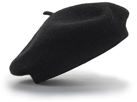 Classic French Beret Hat for Kids - Elegent Wool Beret for Girls Party Romantic French Themed Fancy Dress 2-10 Years, Black, 2-10 Years