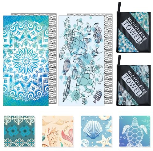 Startseite Microfibre Beach Towels for Adults - 2 Pack 180x100cm Lightweight Beach Towel Extra Large, Sand Free & Quick Dry Beach Towel Extra Large for Travel, Swim, Sports(Flower and Turtle)