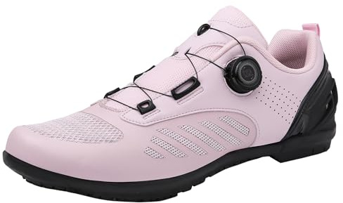 ZHENSI Scarpe da Ciclismo da Donna Scarpe da Mountain Bike da Strada Senza Blocco Pulsante Girevole Antiscivolo Leggere,Rosa,40 EU