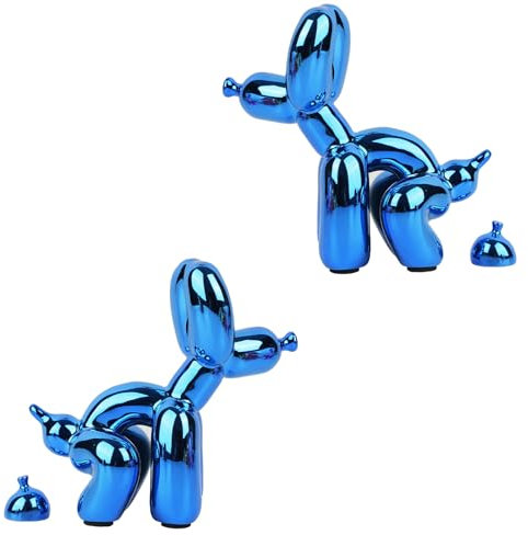 Rideco Scultura a forma di cane con palloncino che fa la cacca, statua di piccolo animale decorativo per la casa, decorazione moderna, scultura d'arte moderna, ornamento da scrivania per ufficio,