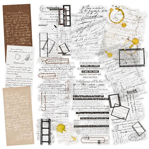 Lot de 5 autocollants esthétiques pour partitions de musique, bande de film, graffiti, avec texte de lettre rétro, note antique, papier décoratif pour journal, création de cartes, collage (Adam)