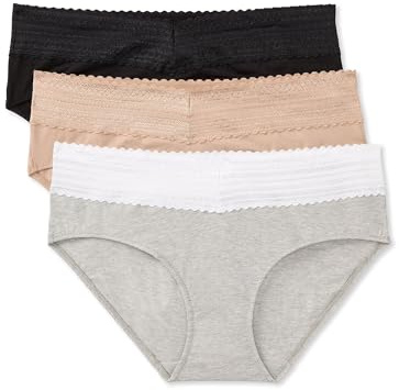Warners® Blissful Benefits Dig-Free Comfort Waist with Lace Cotton Hipster 3-Pack WRW251HP11W