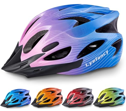 Kids Bike Helmet, Lyefancy Kids Helmet for 3-14 Years Old Boys Girls, Children Adjustable Helmet 50-59cm for Bicycle Scooter Skating Cycling with Visor (Pink)