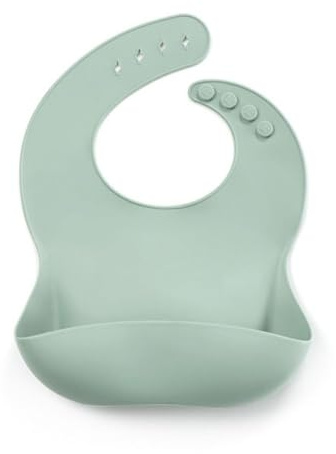 Jané Babero de Silicona, Enrollable, Impermeable, Secado Rápido, 4 Medidas de Ajuste, Libre de BPA, Apto Lavavajillas, Verde