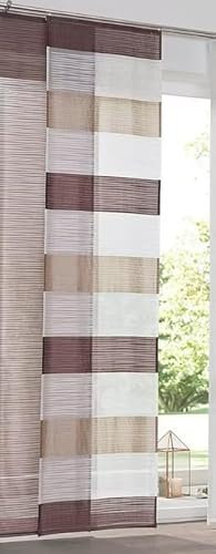 BB-Toy-Trades Schiebevorhang Vorhang Gardine Fensterschal Flächenvorhang Schiebegardine mit Querstreifen in braun beige Weiss gestreift 1 Stück BxH: 57 x 245 cm