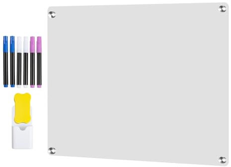 Acrylic Magnetic Blackboard - Clear Wall - Mounted Purse, Magnetic Whiteboard 24 x 36 Inches | Magnetic Kitchen Chalkboard with Marker & Rubber, Acrylic Chalkboard