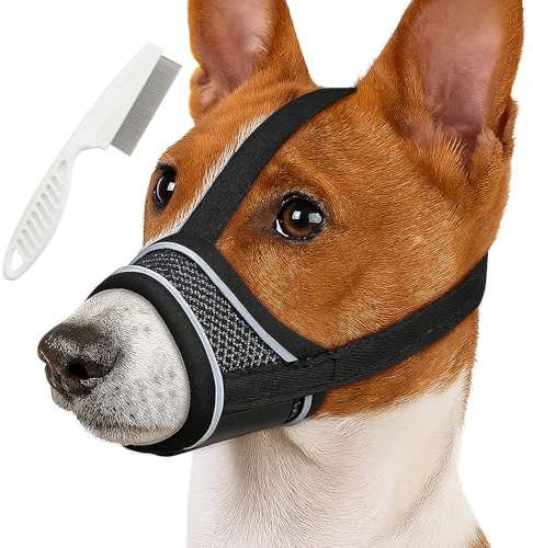 APOMOONS Munkorg små hundar nylon giftbetesskydd hund med husdjurskam, ätskydd hund giftbete munkorg hund muzzle, förhindra möbelskador, bella, bita (S)