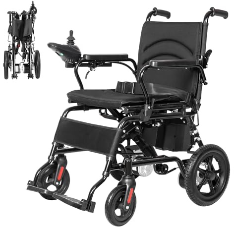 Fyearfly Elektrorollstuhl 50311, faltbarer leichter Rollstuhl mit EU-Stecker, tragbar und komfortabel für Innen- und Außenbereich