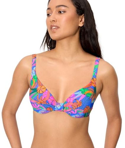 YSABEL MORA. Top Bikini Estampado Tropical Copa B. Top Bikini con Aro Y Relleno. Tirantes Anchos Regulables. Diseño Estampado. Combínalo con Braga A Juego para Look Completo .Colección Palms.