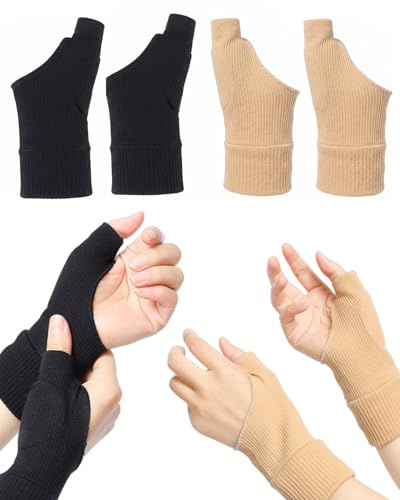 DLPRK 2 Pares de Guantes de Compresión sin Dedos con Almohadilla de Gel Soporte Elástico para Muñeca para Hombre y Mujer Negro y Color Piel