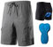 Santic Radlerhose Herren mit Sitzpolster Kurz Fahrradhose MTB Radhose Kurz mit Fahrradunterhose Herren Gepolstert Radshorts Fahrradshorts Grau EU L