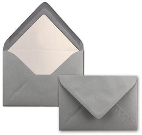 25 Briefumschläge Graphit-Grau - DIN C6 - gefüttert mit weißem Seidenpapier - 90 g/m² - 11,4 x 16,2 cm - Nassklebung - NEUSER PAPIER