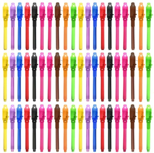 SCStyle Invisible Ink Pen 60Pcs Spy Pen with UV Black Light Magic Spy Marker Kid Pens for Secret Message and Birthday Party,Writing Secret Message for Easter Day Halloween Christmas Party Bag Gift
