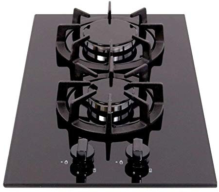 SIA AMZBGH30BL 30cm Black Gas On Glass Domino Hob Cast Iron Supports LPG Kit