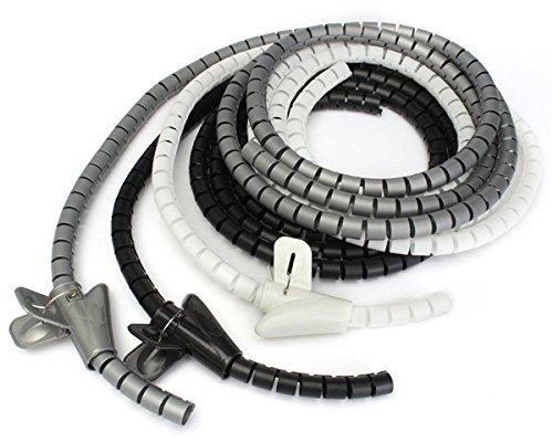 TuToy 2 m kabel prydlig tråd organiserande verktygssats spiral wrap hem kontor verkstad garage - svart