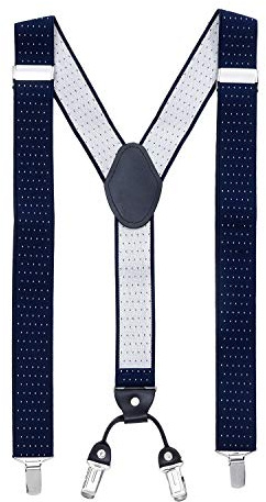 MASADA tirantes calidad fabricados a mano, con cierres resistentes y ajustes continuos con anchura de 3,5 cm para tallas de hasta 195 cm Azul oscuro punteado