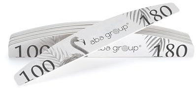 Aba Group 10 limas de uñas profesionales de media luna Flamingo 100/180 estándar,resistentes, para un solo uso, de buena calidad, resistentes a la abrasión, juego de limas de uñas, fabricadas en la UE