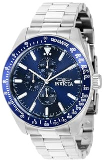 Invicta Aviator Men 45mm Stainless Steel Silver Blue dial VH67 Quartz
