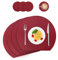 Tischsets und Untersetzer aus Leder, Platzdeckchen abwaschbar,Platzsets abwaschbar,Tischdeko,Tischset rund,Platz-Matten für Küche Speisetisch,4er-Set (Halbkreis, Weinrot)