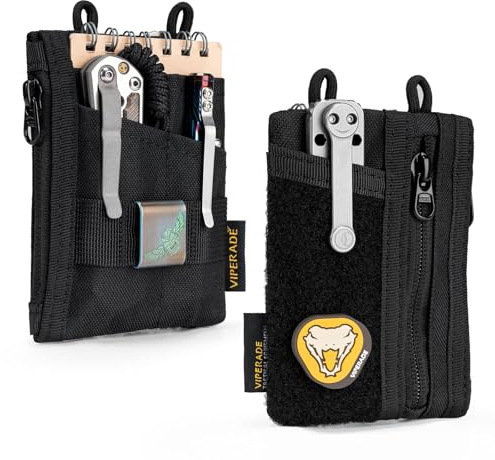 VIPERADE VE18-S Small EDC Pouch, Mini EDC Pocket Organizer for Men, EDC Pocket Organizer Pouch, 3 Slots with 2 Zipper Pockets